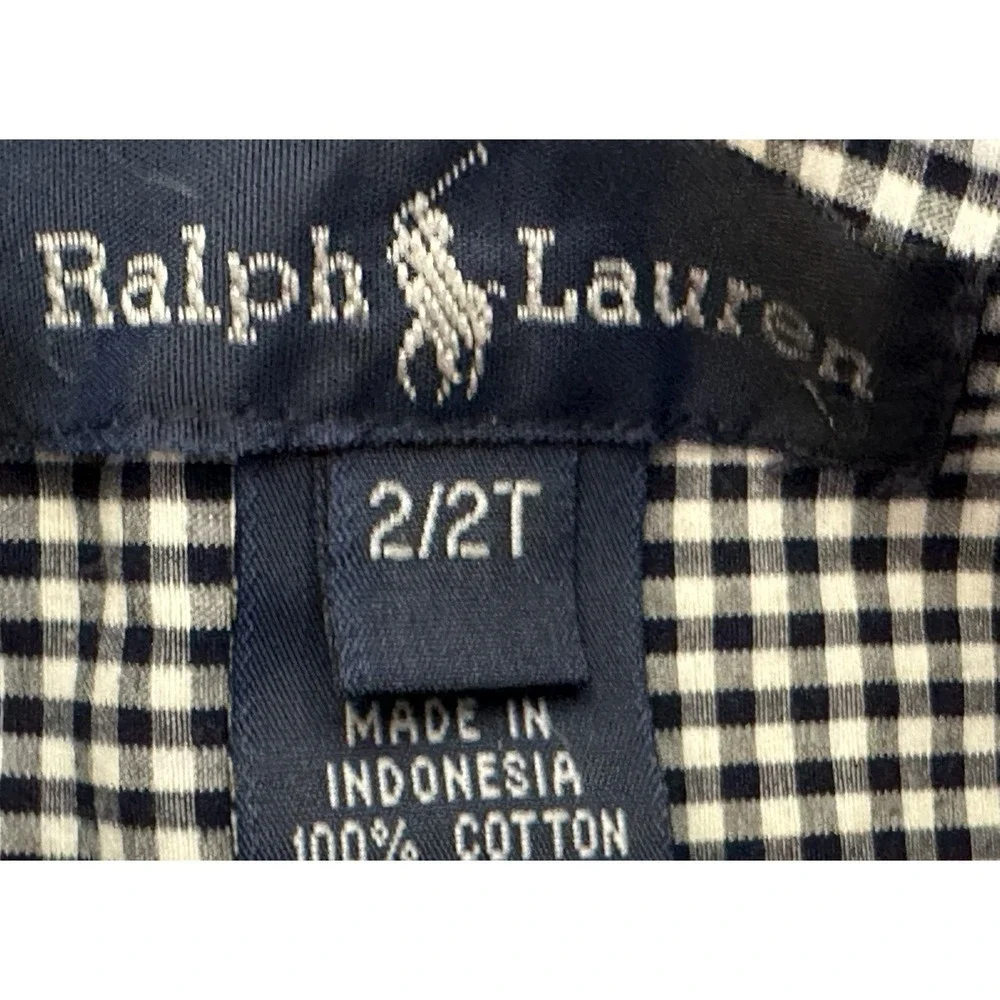 RALPH LAUREN Boys Blue Gingham Button Down Shirt Size 2T